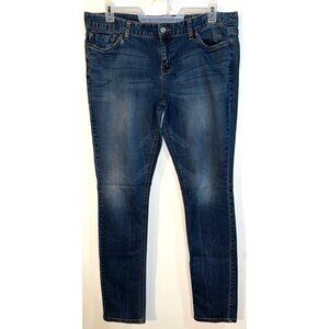 Skinny Premium Womens Blue Denim Jeans Straight Leg Size 16